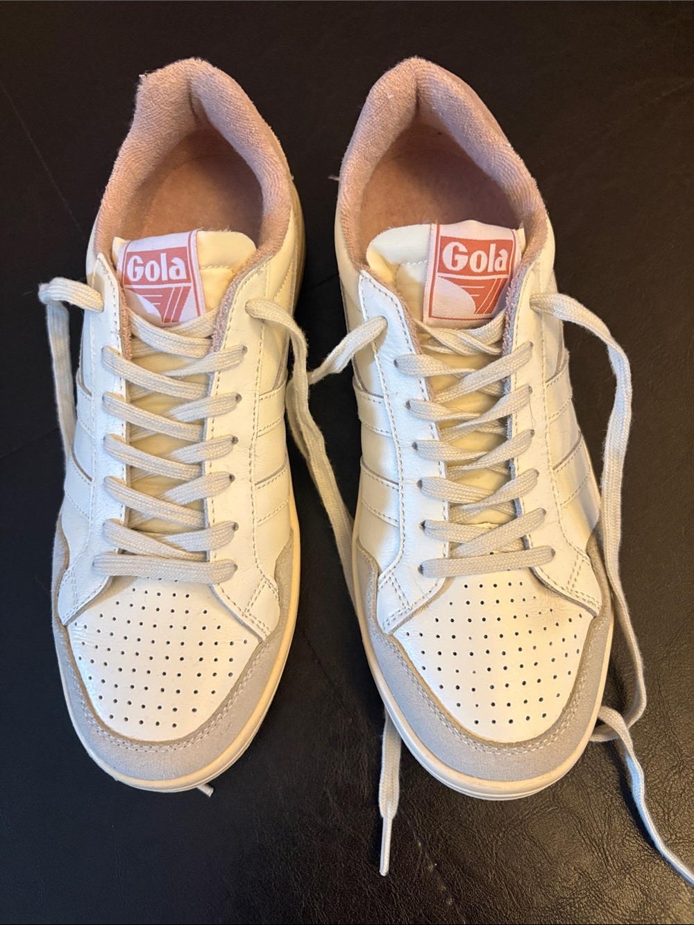 Gola White Sneakers with Blush Pink Accents